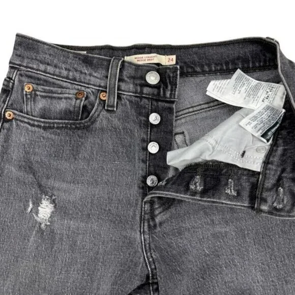 LEVI'S Premium Wedgie StraIght Fit Jean Women's Jean Size 24 Cabo Smoke Grey - Picture 2 of 9